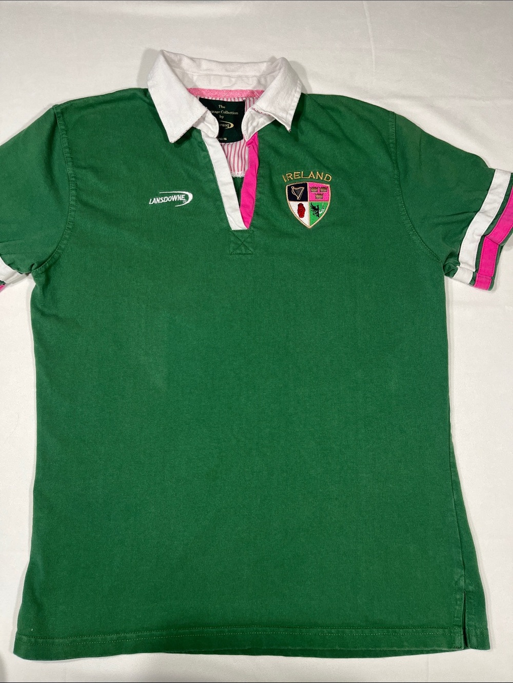 Lansdowne Ireland Rugby Polo Shirt Womens 16 XL Green Heritage Cotton
